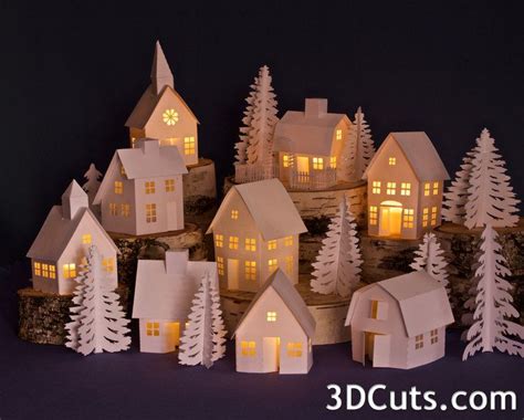 Deck the Halls with a 3D Christmas Village SVG: Create a Stunning Holiday Display with this Premium Design